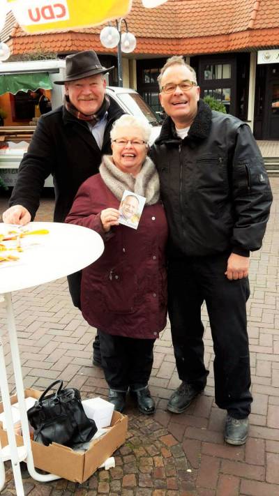 Trotz Regen, gute Laune am Stand in Limburgerhof